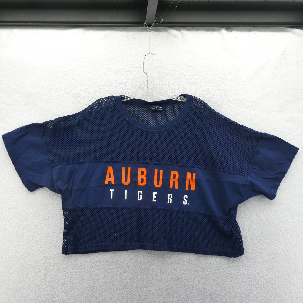 Spirit Jersey Shirt Womens Medium Auburn Tigers Navy Blue Mesh Crop Top NCAA